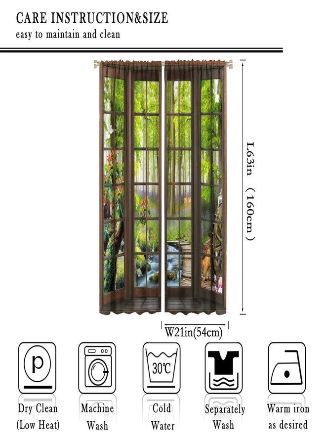 AuiMzoo Landscape Curtains, 3D Window Spring Forest Wildlife Nature Scenery, Bedroom Living Room Blackout Thermal Curtains 2 Panel Set, 42x63 Inch, Style-4 - Image 2